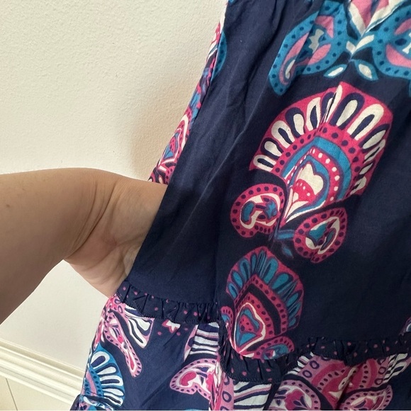 Caroline Constas Women’s Navy Blue Ruffle Sleeve Half Moon Print Dress Sz S NWT - Picture 10 of 12